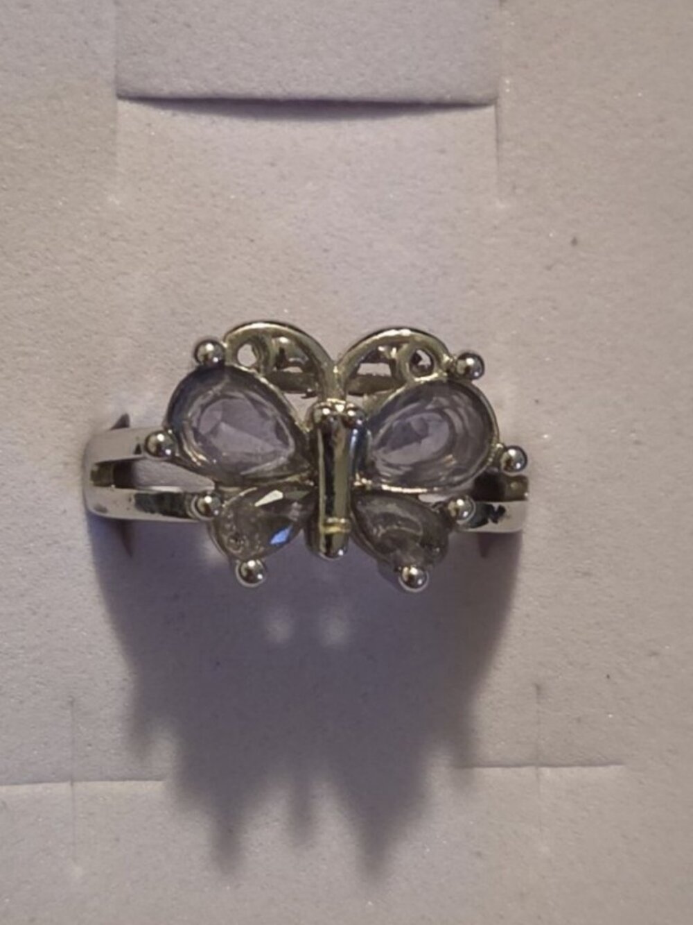 Size 7.5 Four-Piece Amethyst Butterfly SS Ring